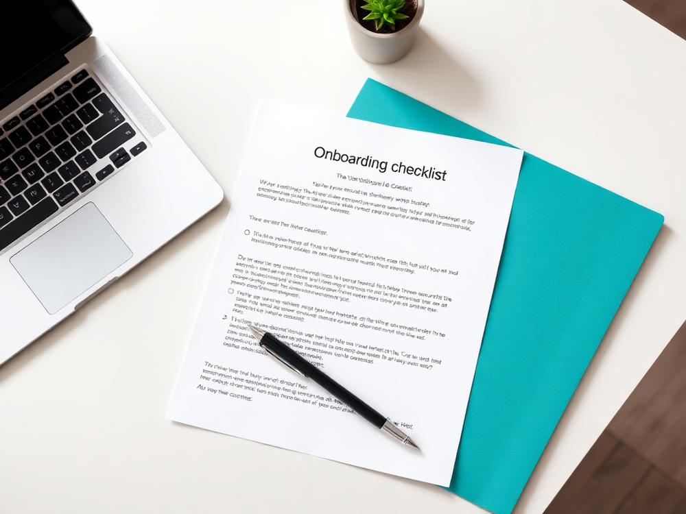 Printed offer letter and onboarding checklist on a desk