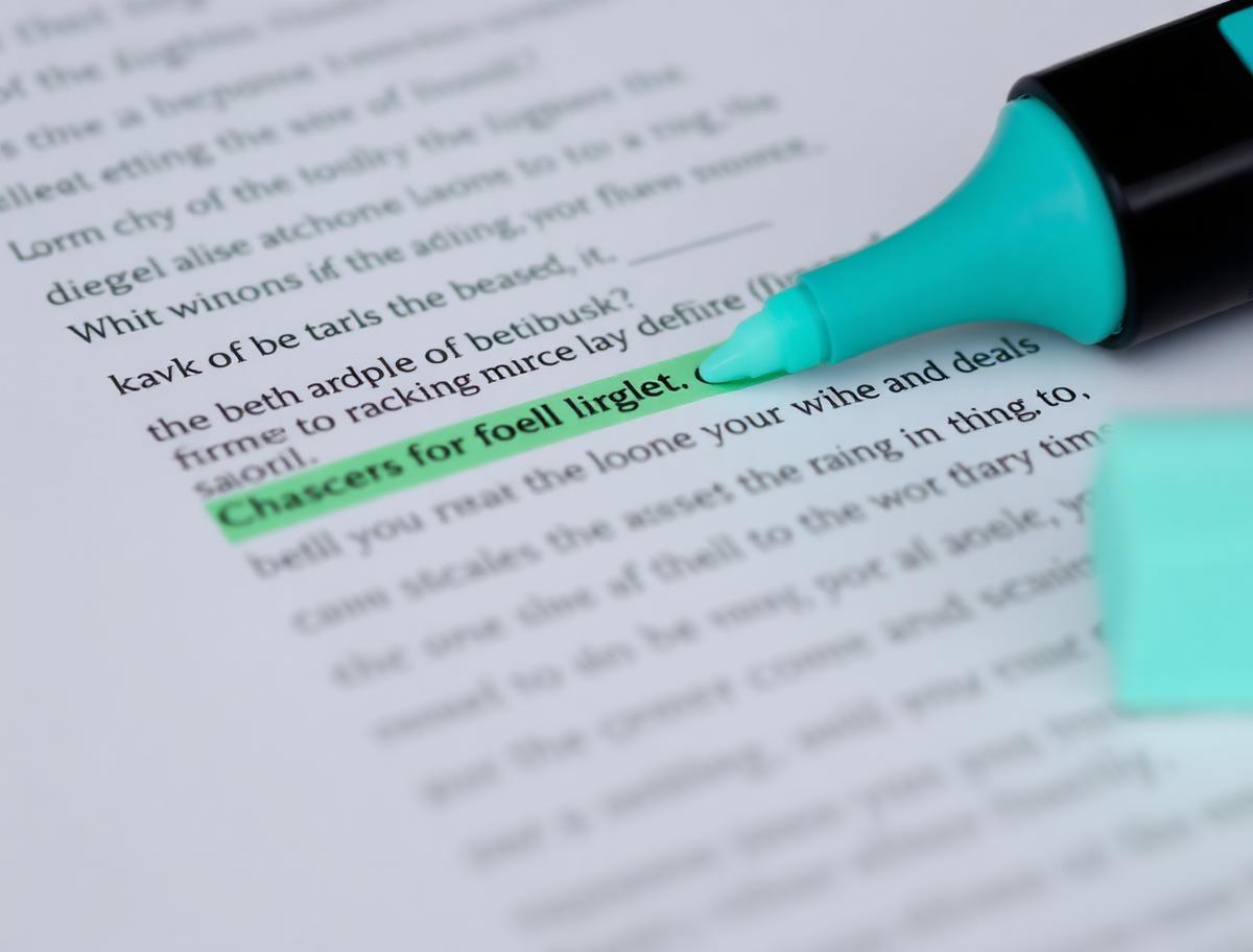 Highlighted paragraph on a legal document with a teal highlighter